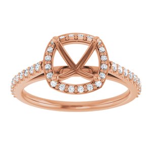 14K Rose 7x7 mm Cushion 1/4 CTW Lab-Grown Diamond Semi-Set Engagement Ring Ethereal Legacy Boutiques