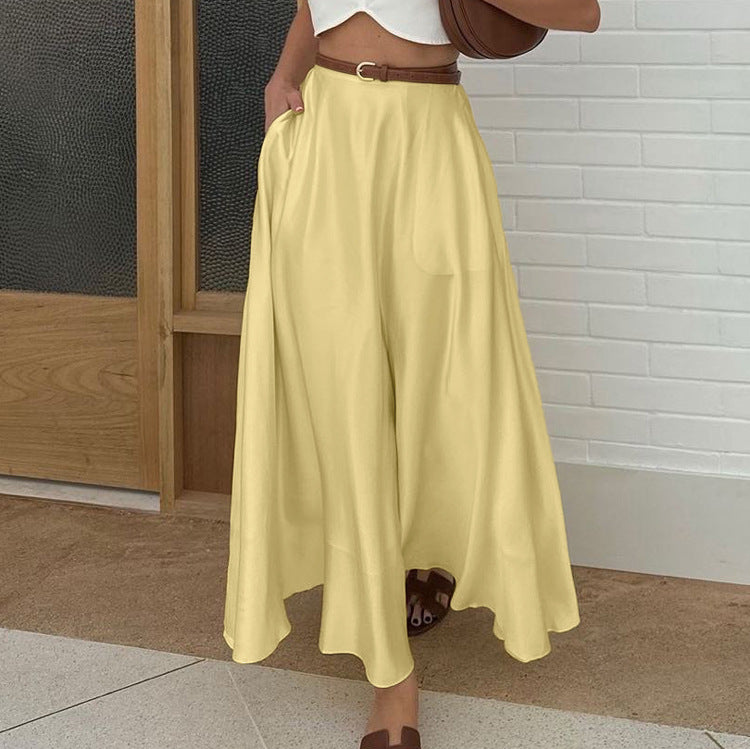 Polyester Satin Draping Yellow Skirt Grayceful LLC
