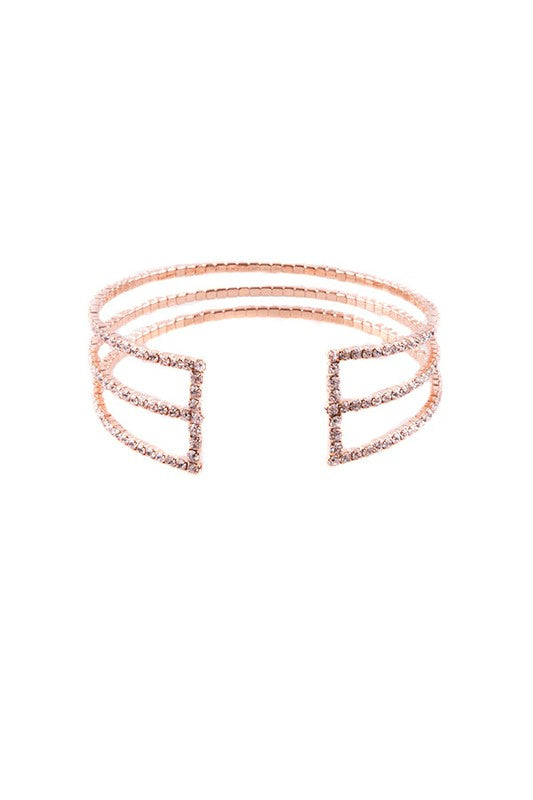 ROSE GOLD RHINESTONE FACETED CUFF BRACELET Shop Style & More | Fresh Looks, Everyday Deals & Free Shipping