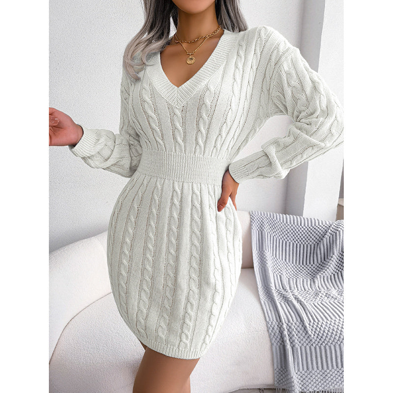 Women’s V-Neck Bodycon Sweater Dress FitiqueFit