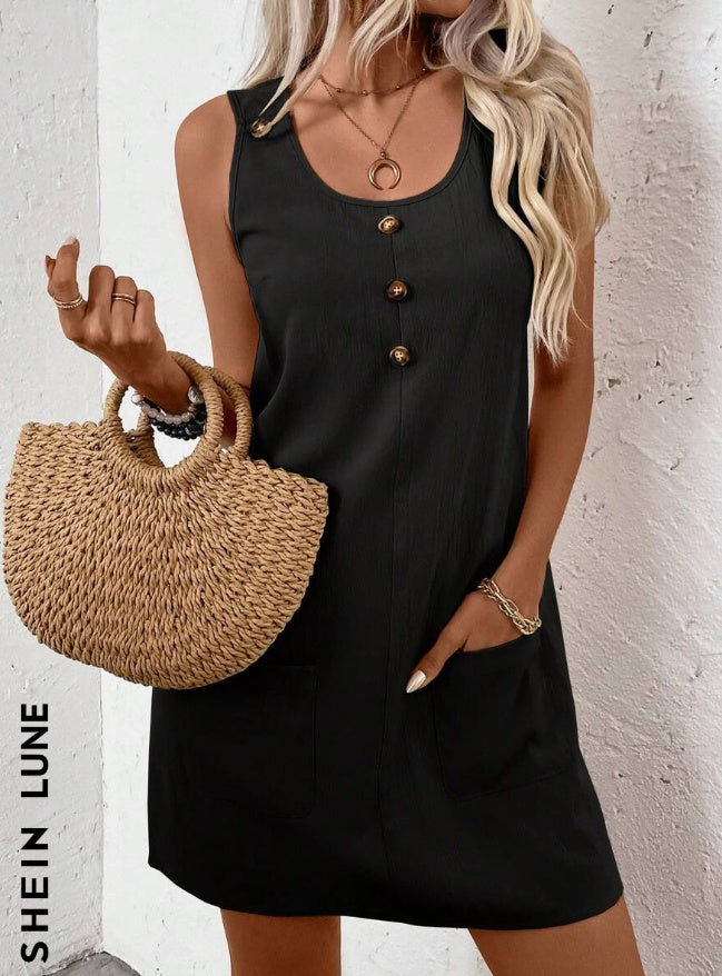 Women’s Solid‑Color Sleeveless A‑Line Dress FitiqueFit