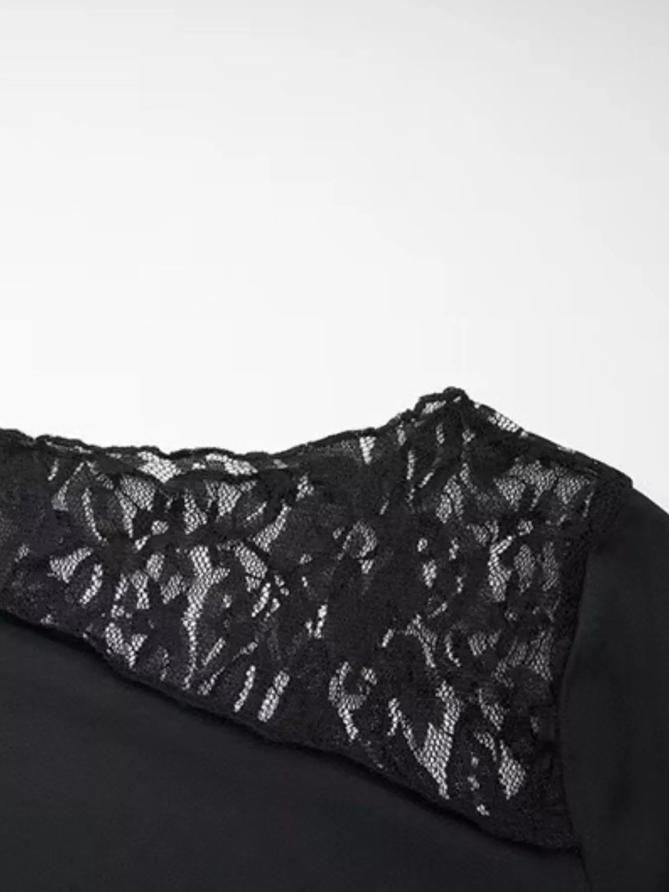 Asymmetrical Lace Trim Long Sleeve T-Shirt New Era Fashion LLc