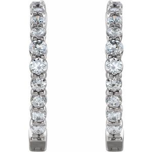 14K White 1 CTW Natural Diamond Inside-Outside Hinged 19.3 mm Hoop Earrings Ethereal Legacy Boutiques