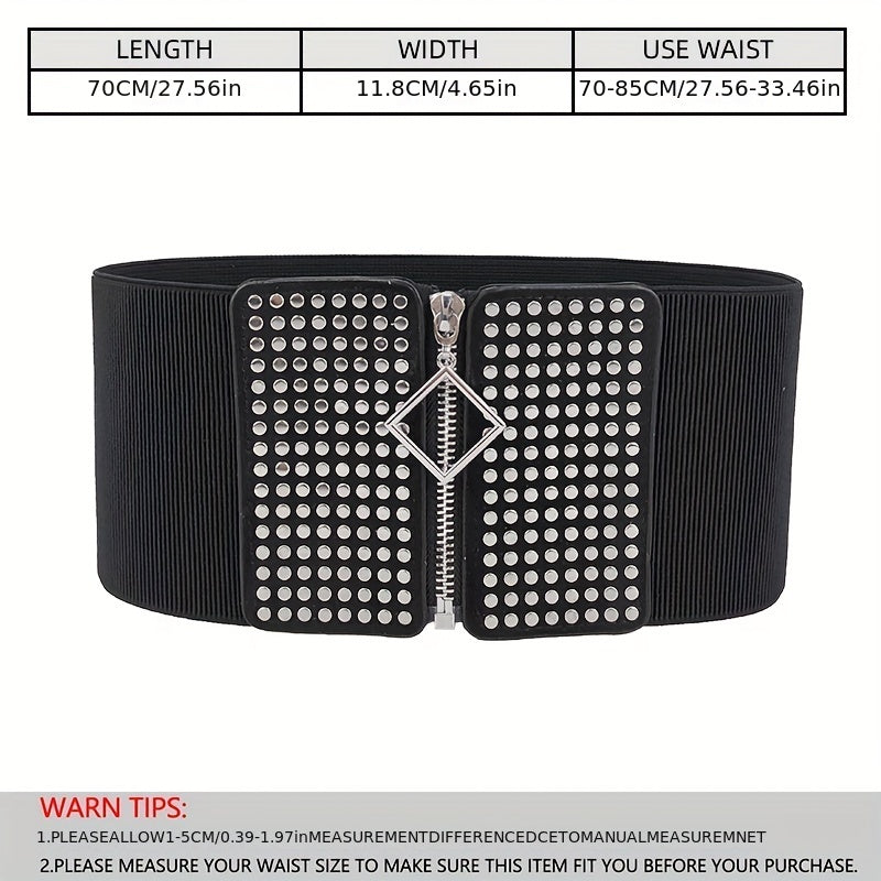 Wide Elastic Studded Belt Female Waist Gothic Plus Size Stretch Girdle Ladies Long Belts For Women Corset Waistband NovaCart