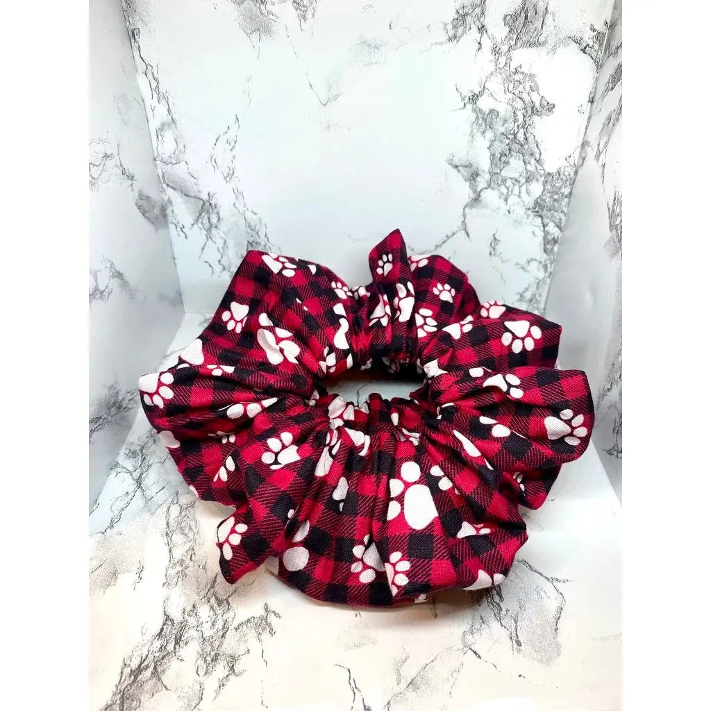 Paw Print Red Buffalo Christmas Scrunchie Enchanted Scrunch