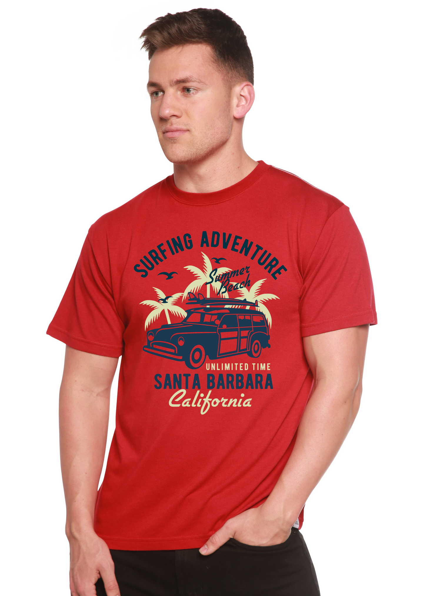 Surfing Adventure Spun Bamboo® Men's Bamboo Viscose/Organic Cotton Short Sleeve Graphic T-Shirt Spun Bamboo