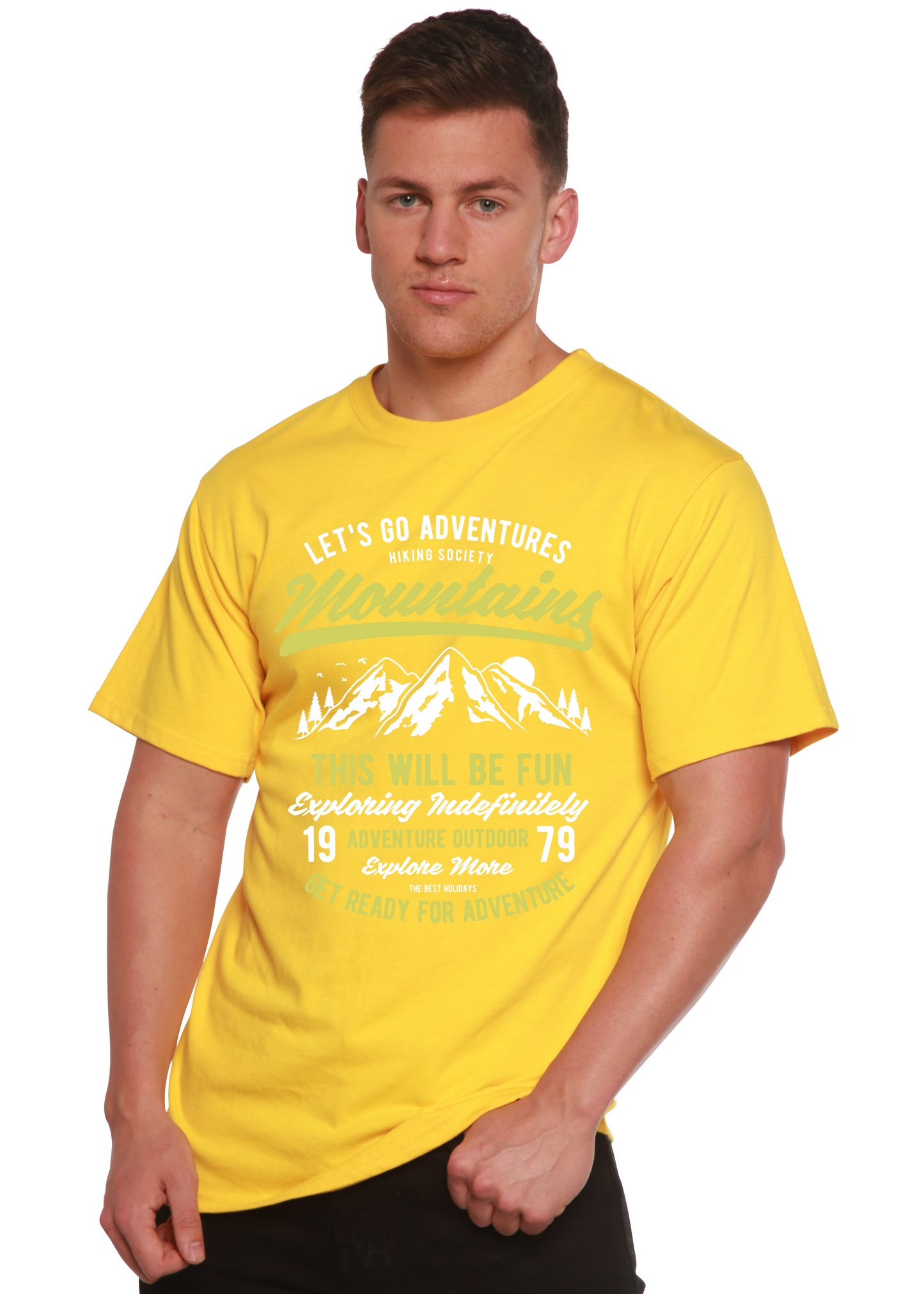 Let's Go Adventure Men's Bamboo Viscose/Organic Cotton Short Sleeve Graphic T-Shirt Spun Bamboo