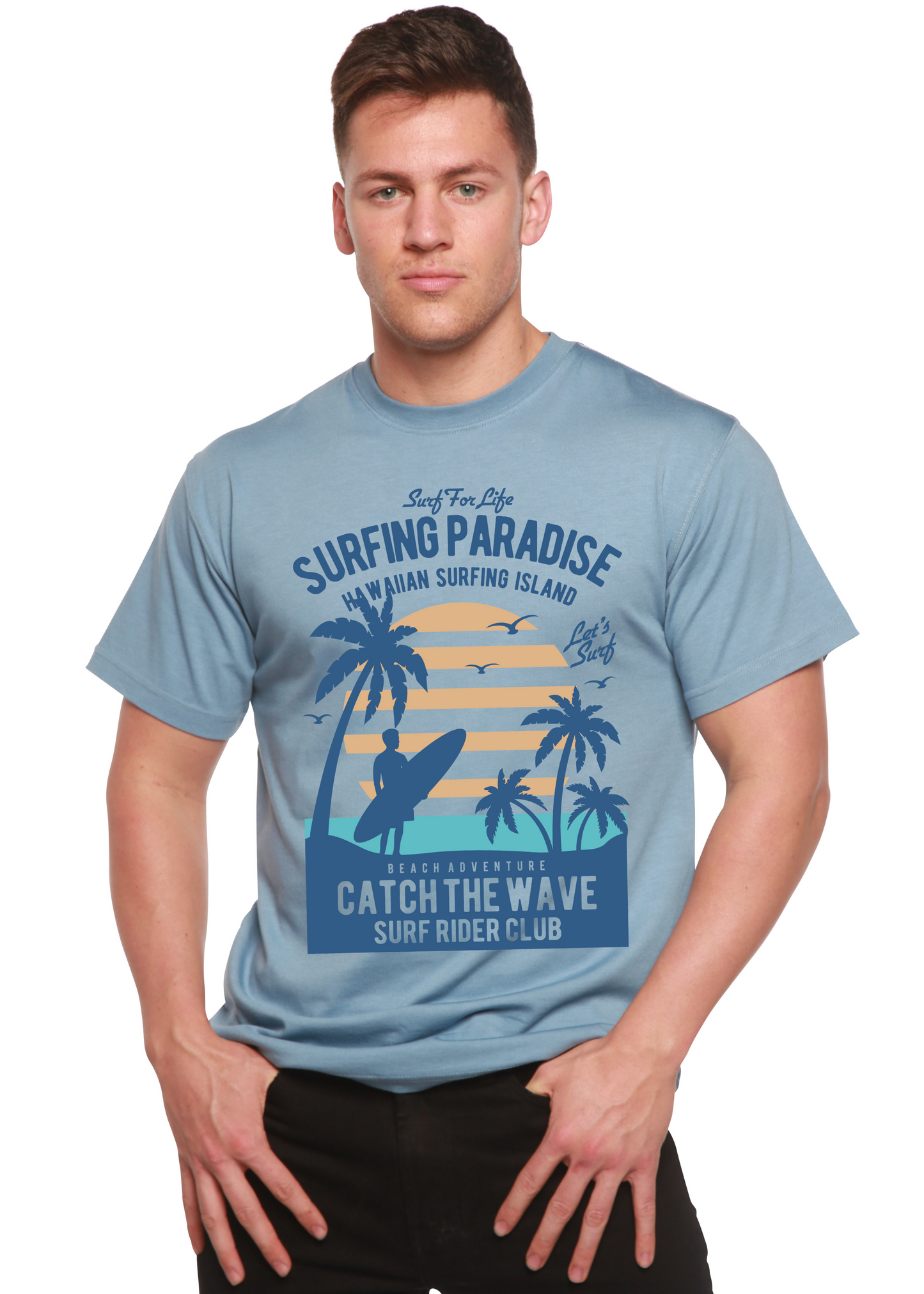 Surfing Paradis Spun Bamboo® Men's Bamboo Viscose/Organic Cotton Short Sleeve Graphic T-Shirt Spun Bamboo