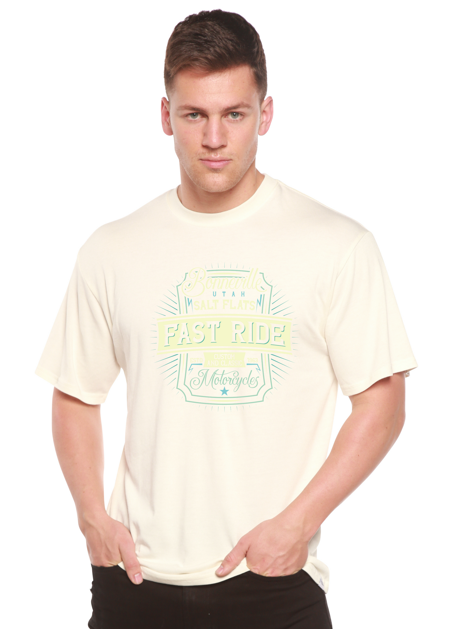 Fast Ride Men's Bamboo Viscose/Organic Cotton Short Sleeve Graphic T-Shirt Spun Bamboo