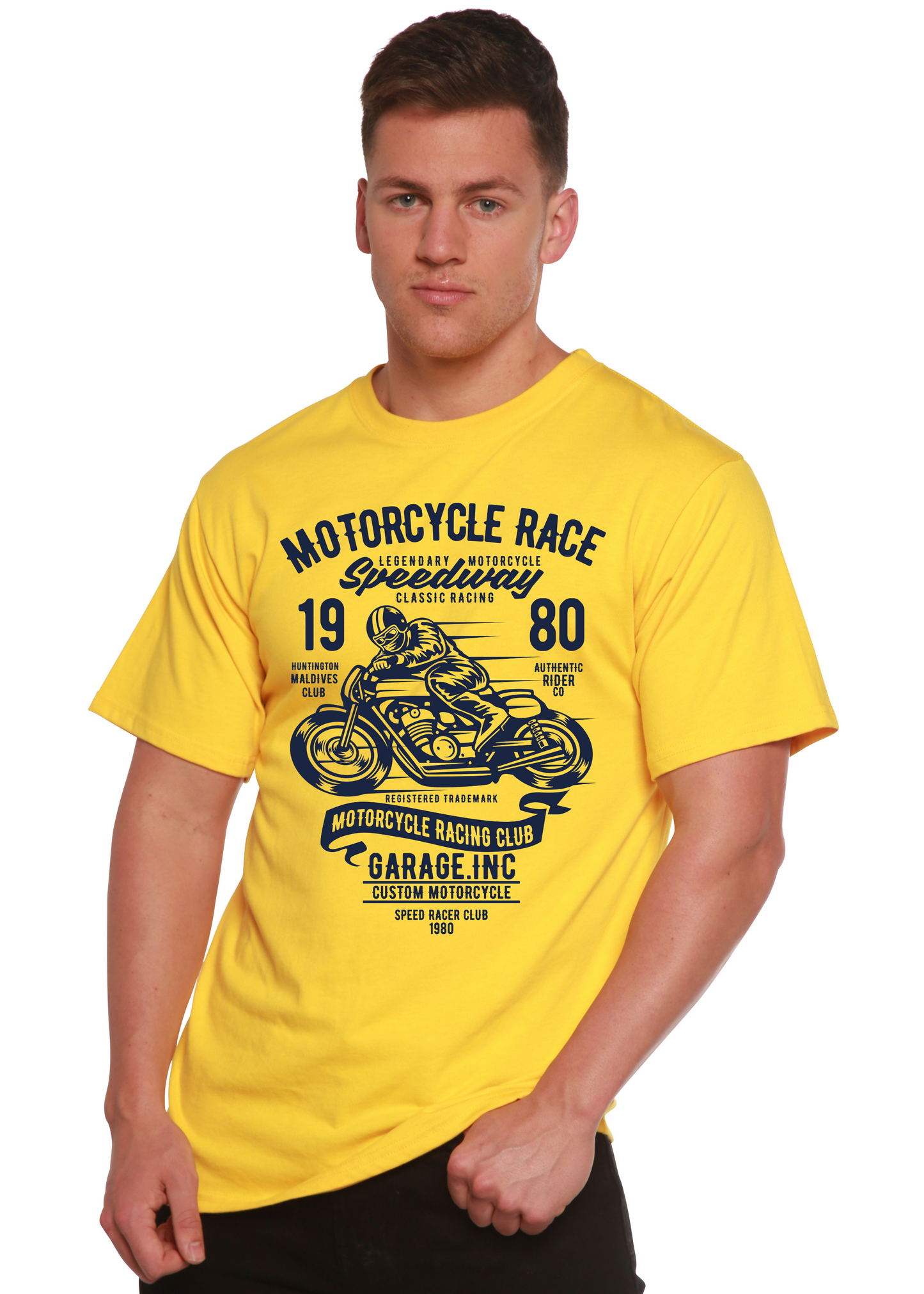 Motorcycles Race Men's Bamboo Viscose/Organic Cotton Short Sleeve Graphic T-Shirt Spun Bamboo
