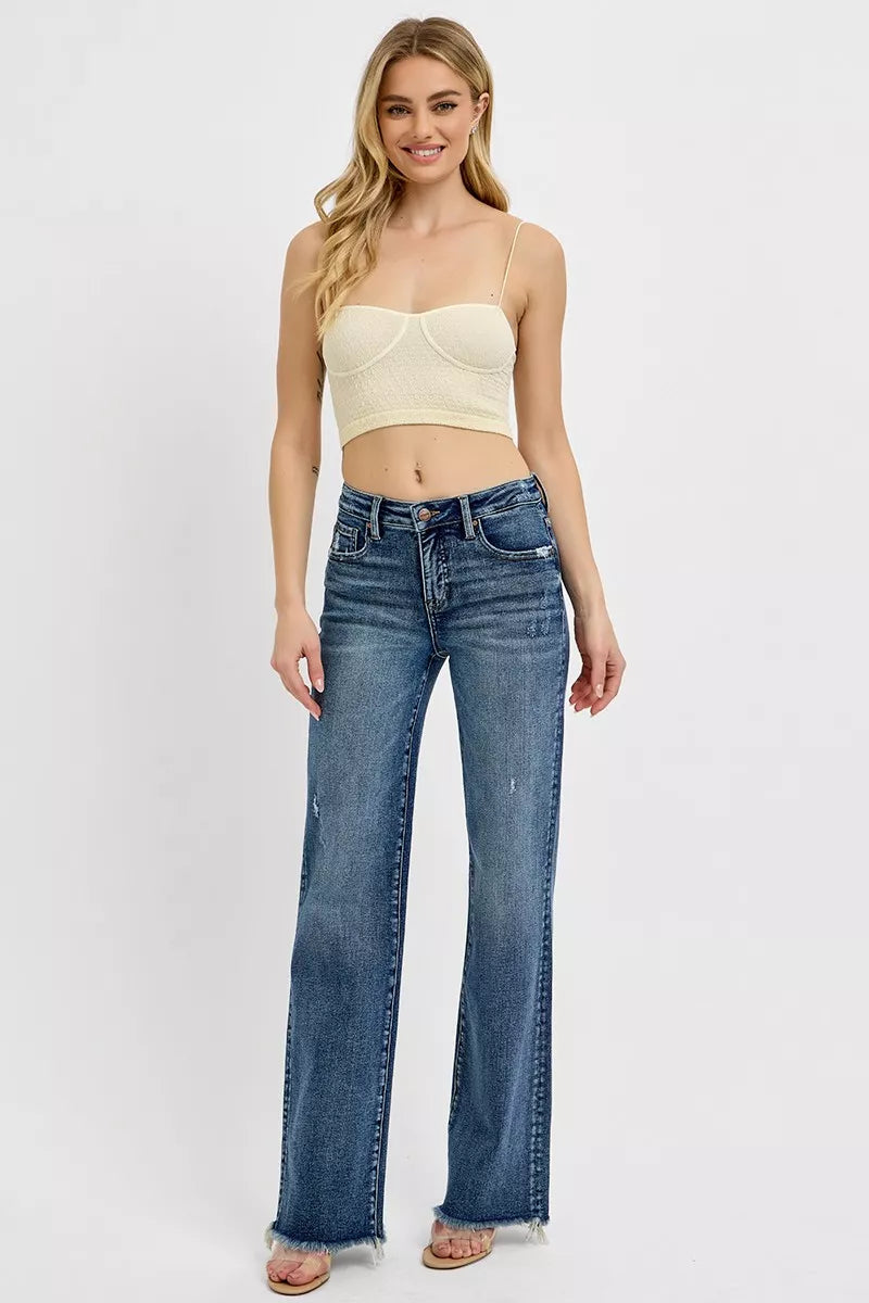 RISEN Full Size Tummy Control High Rise Long Straight Jeans Plus Size Garden Naked Curves