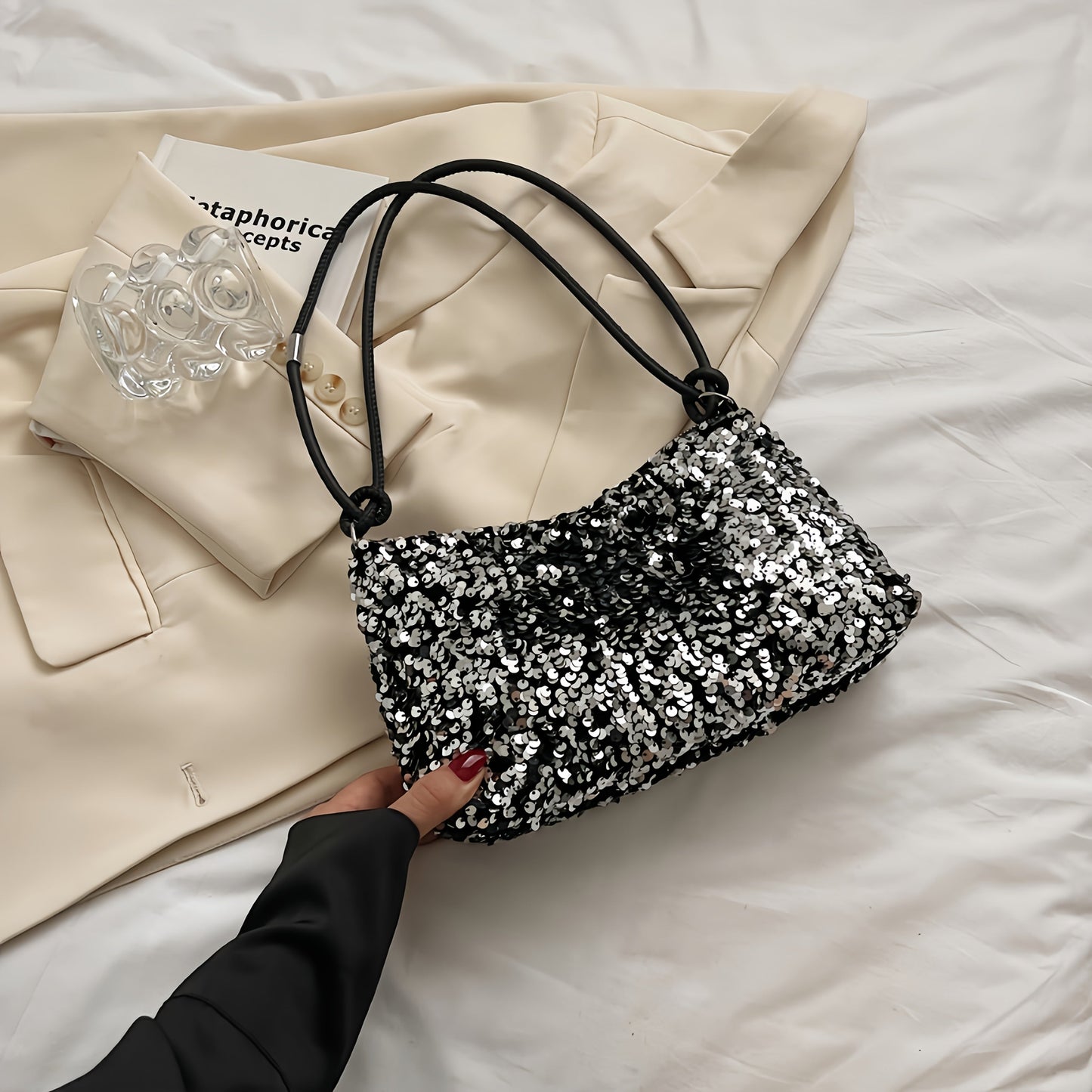 Sequin Shoulder Bag Stylish Spacious EyeCatching