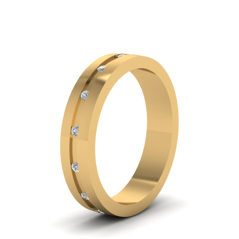 7 MM Flat Diamond Mens Wedding Band Fascinating Diamonds