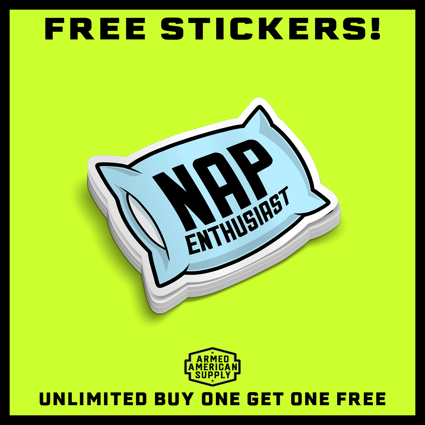 Nap Enthusiast - Hard Hat Decal Armed American Supply
