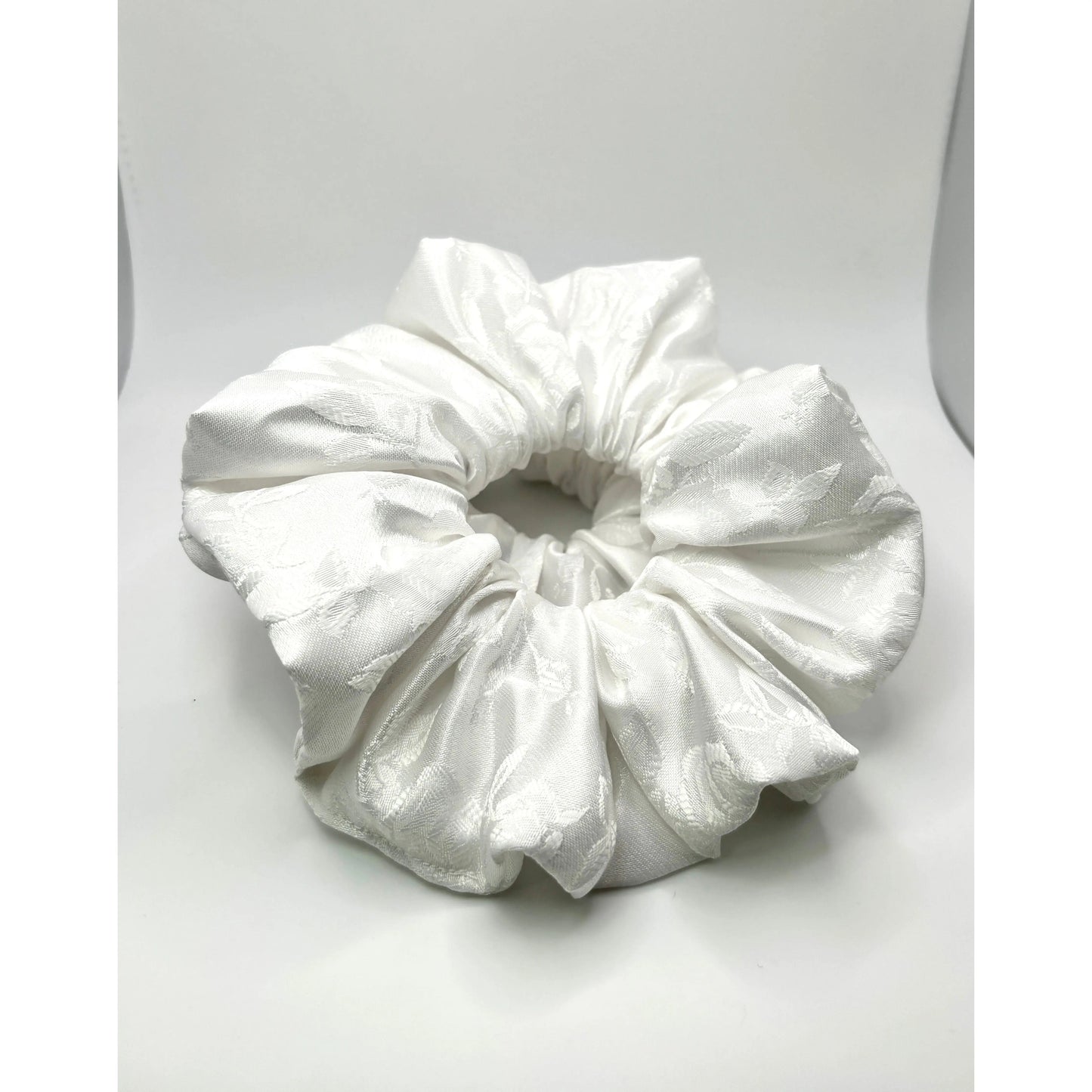 White Leaf Satin Scrunchie Enchanted Scrunch
