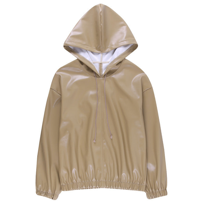 Women's Leather Versatile Round Neck Hoodie See size chart under “more details” The Fashion Celestial