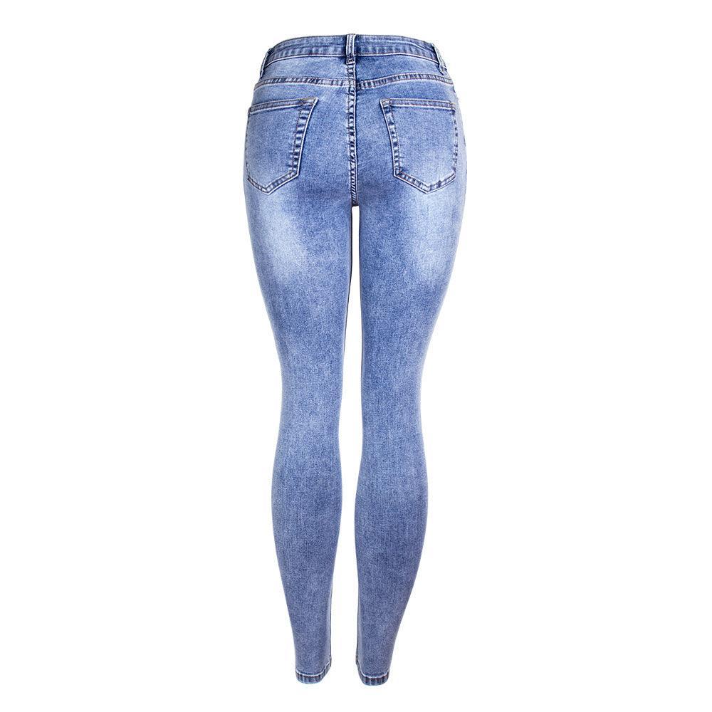 Essential Ripped Skinny Jeans – Stretch Slim Fit, Stone Wash Blue Denim, Street Style Country in My Heart