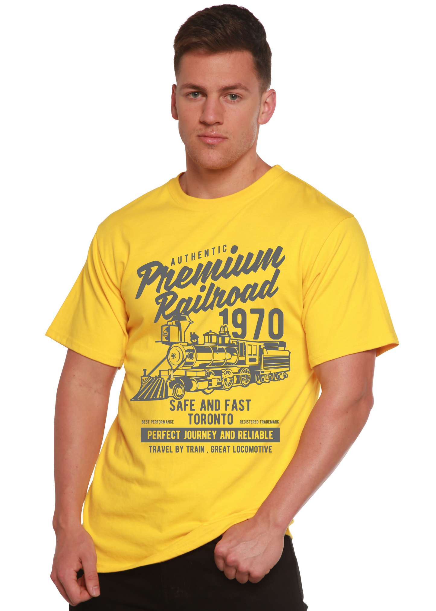 Premium Railroad Spun Bamboo® Men's Bamboo Viscose/Organic Cotton Short Sleeve Graphic T-Shirt Spun Bamboo