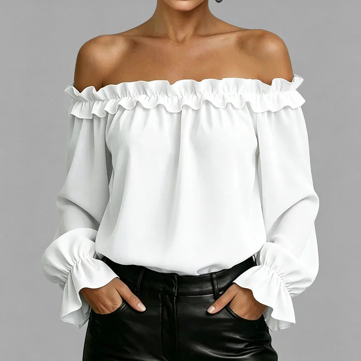 Women's Ruffle Off-Shoulder 3/4 Sleeve Elegant Shirt FitiqueFit