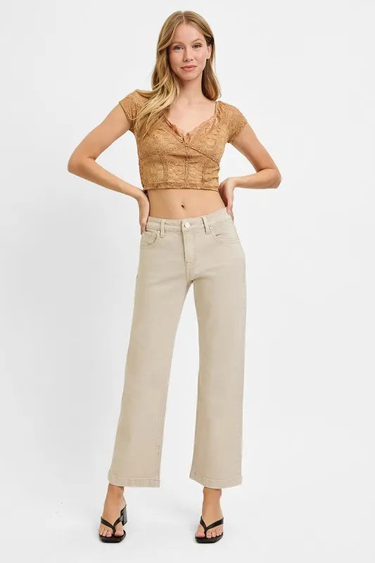 RISEN Full Size Tummy Control Mid Rise Ankle Straight Jeans Plus Size West2East Surf