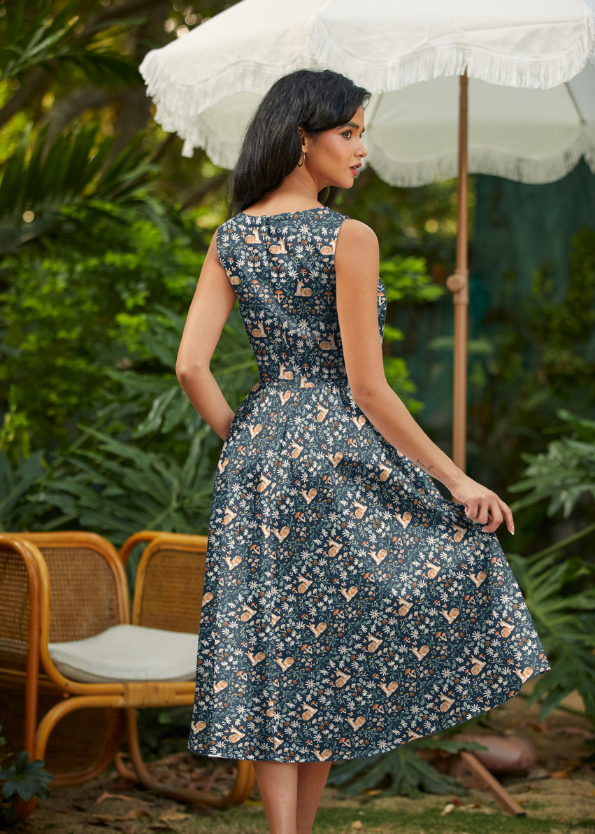 Deer Midi Dress Retrolicious