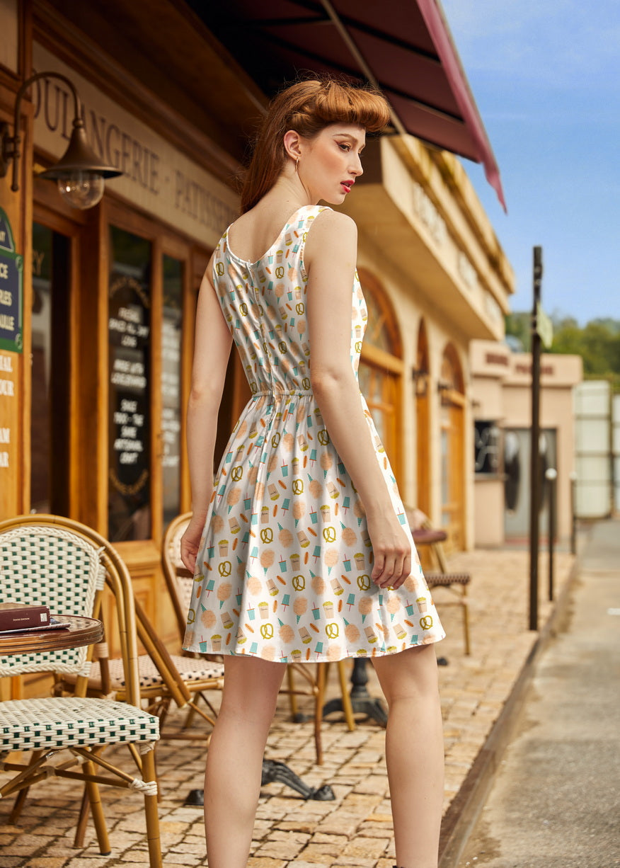 Snacks Shorter Length Fit & Flare Dress Retrolicious