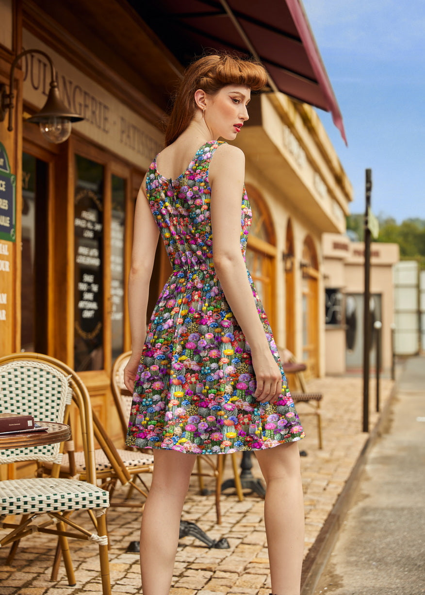 Desert Blooms Shorter Length Fit & Flare Dress Retrolicious