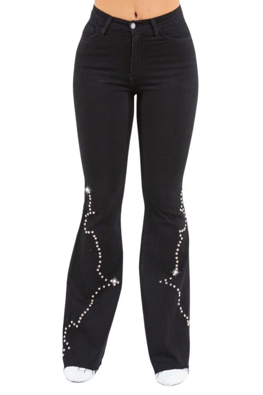 Santa Fe Bell Bottom Jean in Black Denim Kacee Lillie Boutique