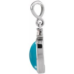 Sterling Silver 9x7 mm Natural Turquoise & .03 CT Natural Diamond Cabochon Pendant Ethereal Legacy Boutiques
