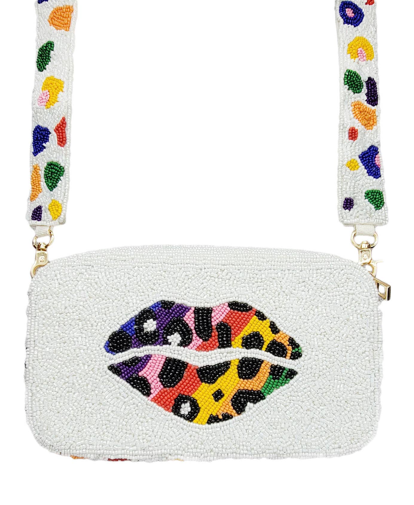 LIP ANIMAL PRINT BEADED CAMERA BAG Fitkitty Culture Athleisure Wear, Yoga Wear & Women's Clothing