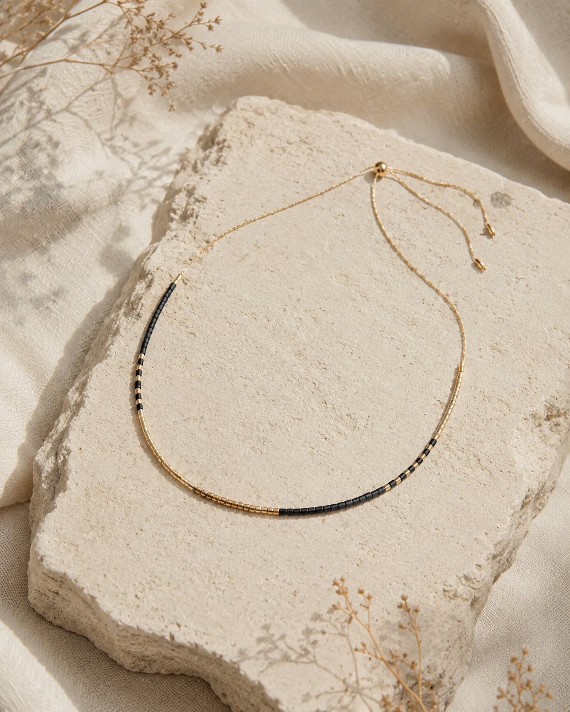 Golden Beaded Necklace Village Thrive