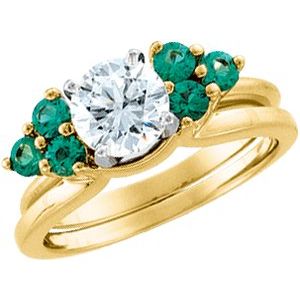 14K Yellow Natural Emerald Wrap-Style Enhancer Ring Ethereal Legacy Boutiques