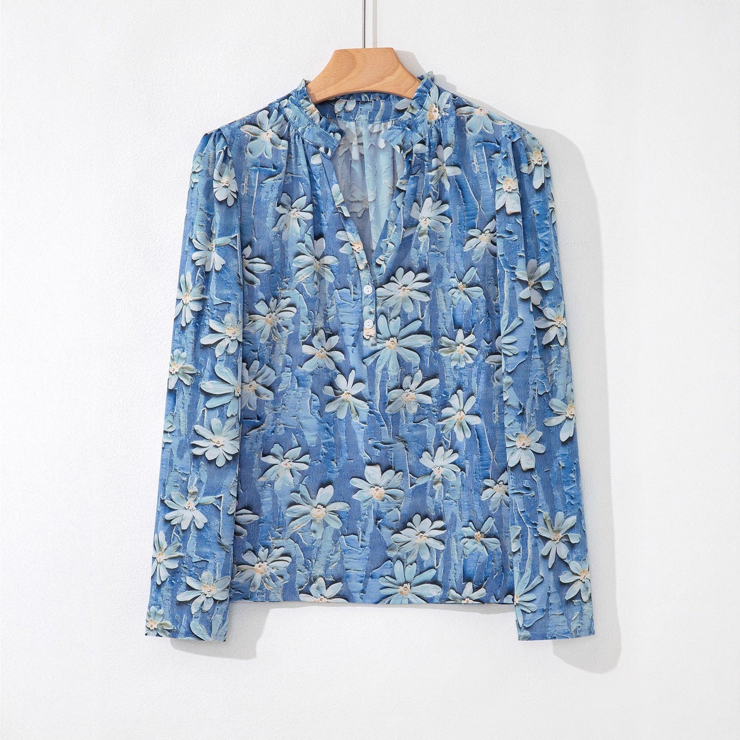 Women's Retro Floral Print Chiffon Blouse – Loose Fit Long-Sleeve Top FitiqueFit