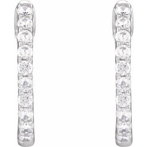 14K White 1/2 CTW Lab-Grown Diamond Inside-Outside Hinged 14.5 mm Hoop Earrings Ethereal Legacy Boutiques