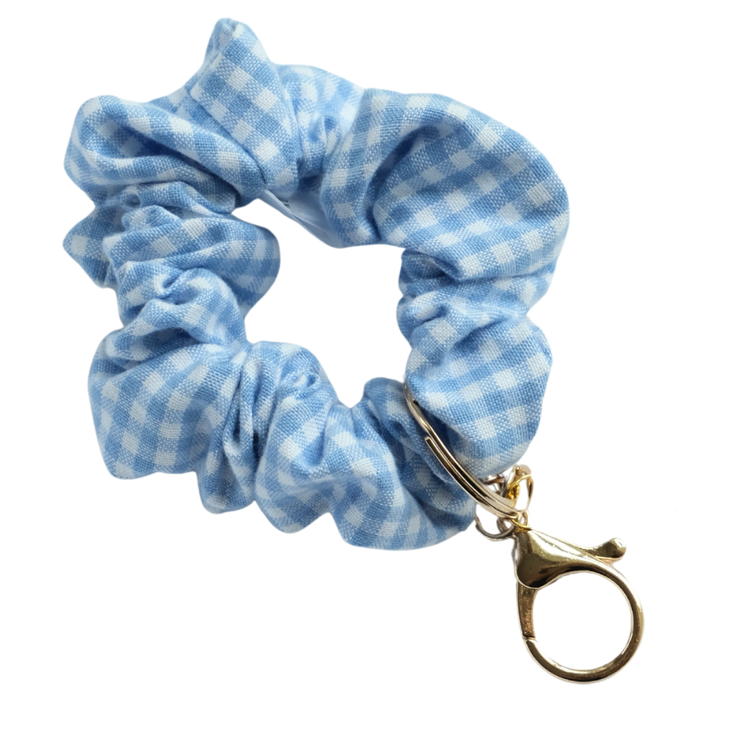 Blue Check Scrunchie Key Chain Emily Anne Designs LLC