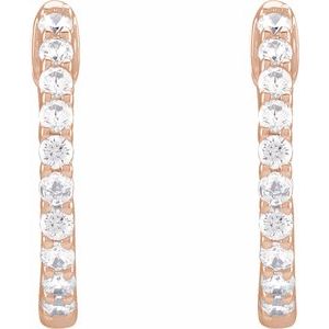 14K Rose 1/2 CTW Lab-Grown Diamond Inside-Outside Hinged 14.5 mm Hoop Earrings Ethereal Legacy Boutiques