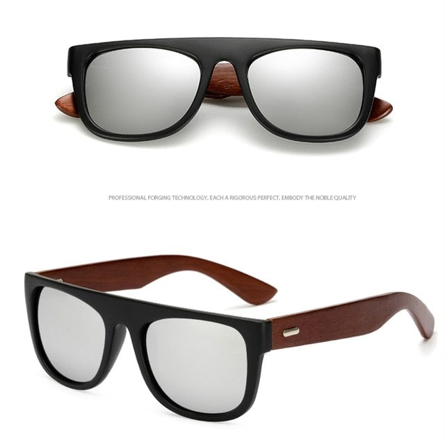 Bamboo Wooden Arms Sunglasses Men Women Black Sunglass FitiqueFit