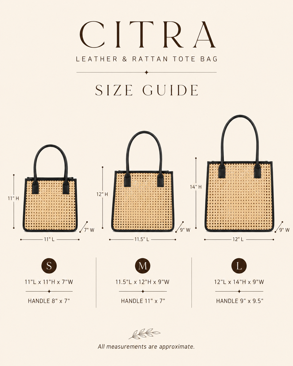 Citra Leather and Rattan Tote Bag Village Thrive
