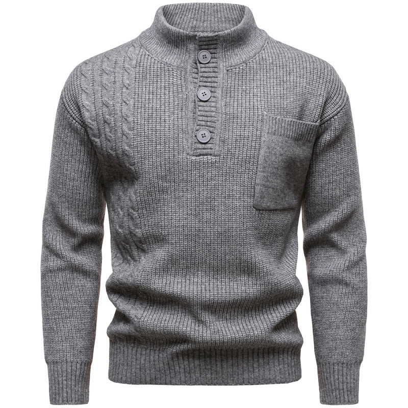 Men's Fashion British Henry Stand Collar Sweater Grayceful LLC