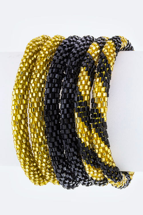 Black & Gold Nepal Roll Up Bracelets Set Shop Style & More | Fresh Looks, Everyday Deals & Free Shipping