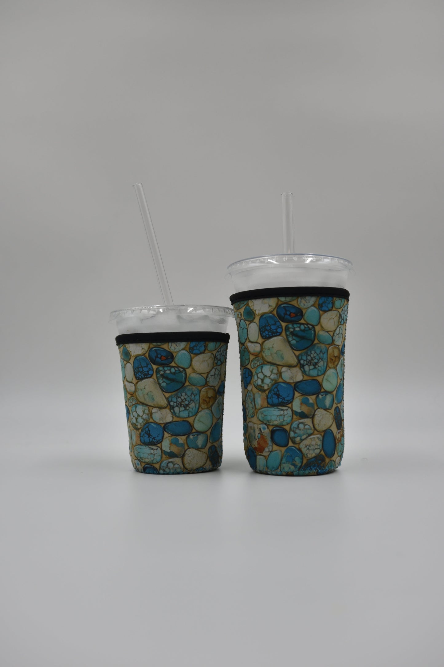 Turquoise stone Coffee Sleeve | Reusable Neoprene Iced Coffee Cup Cover 16-24oz Cowboy Print Eco-Friendly Insulator for Grande & Venti Cups BashDesignsCo