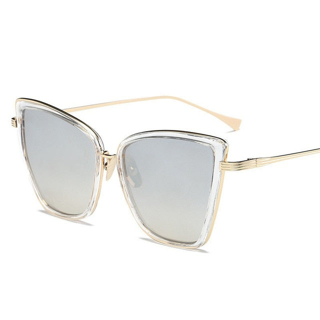 Big Cat Eye Sunglasses Women Black Mirror Sun Glasses FitiqueFit