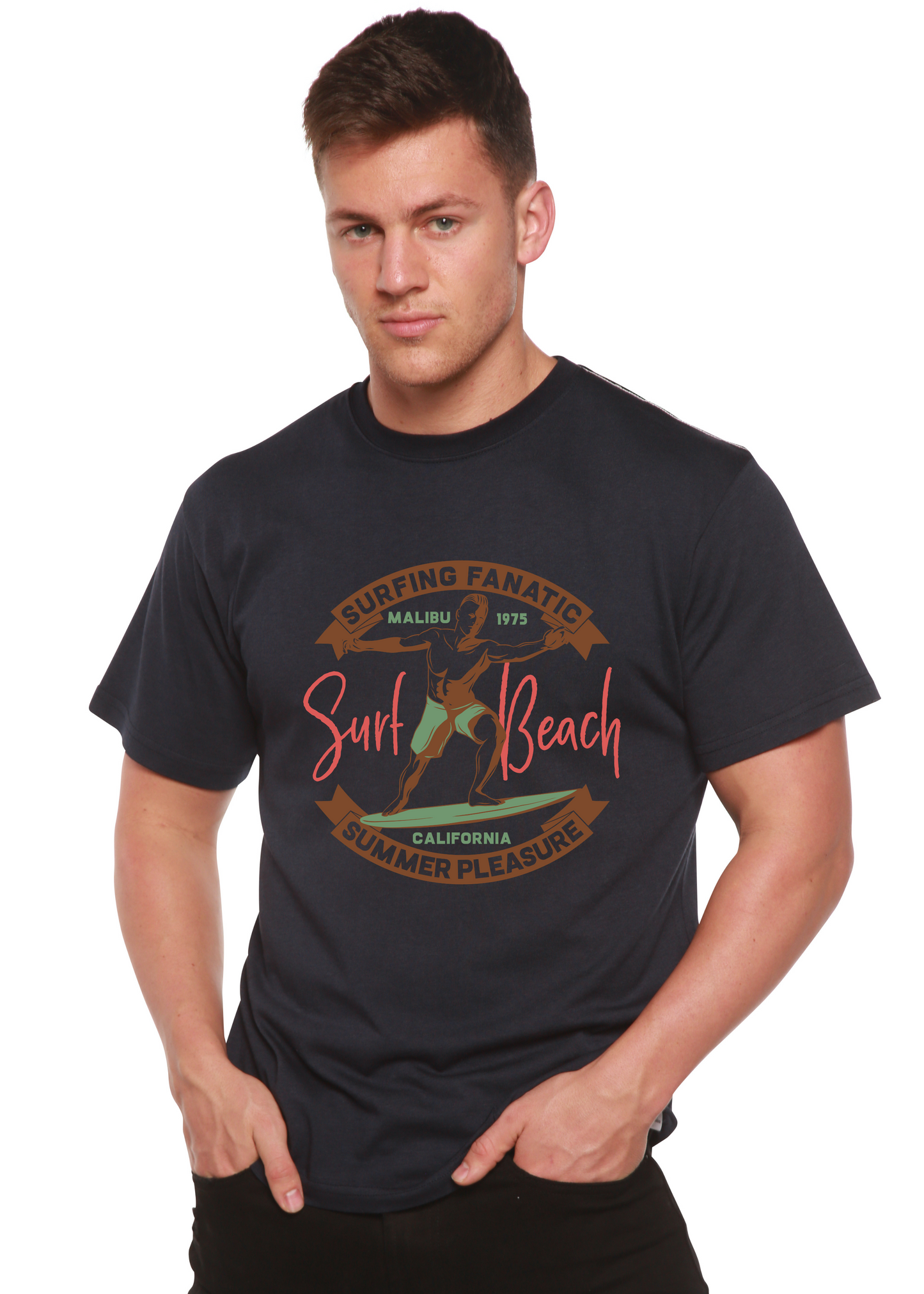 Surf Beach Men's Bamboo Viscose/Organic Cotton Short Sleeve Graphic T-Shirt Spun Bamboo