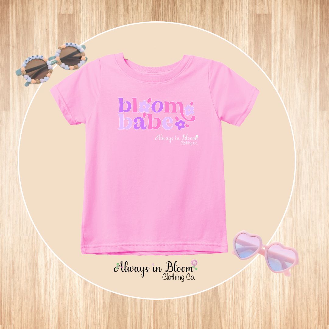 Girls Graphic Tee - Bloom Babe - Pink Always In Bloom Clothing Co