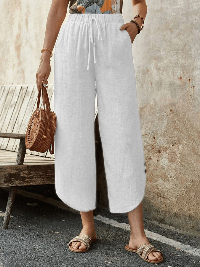 ๐ฟ Women's Cotton-Linen Cropped Drawstring Pants FitiqueFit