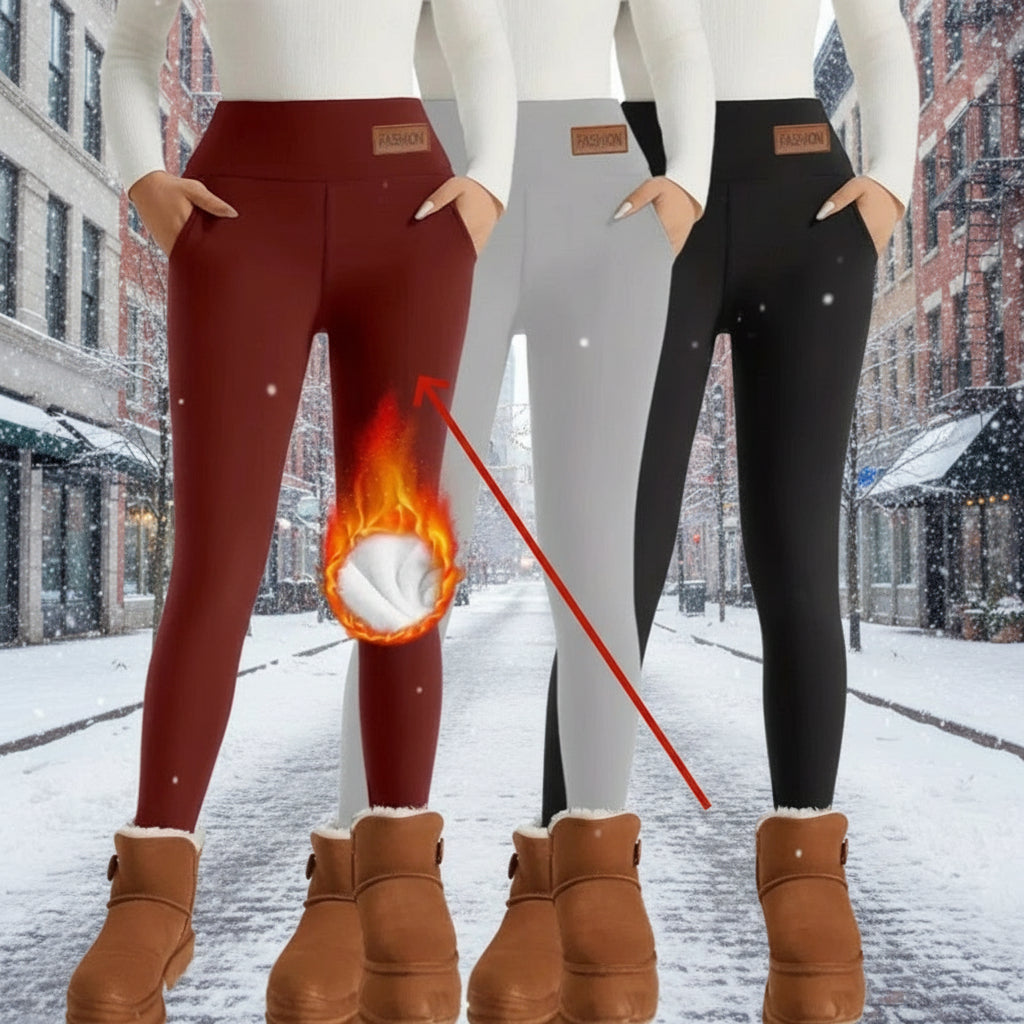 Women’s High-Waist Fleece-Lined Warm Leggings FitiqueFit