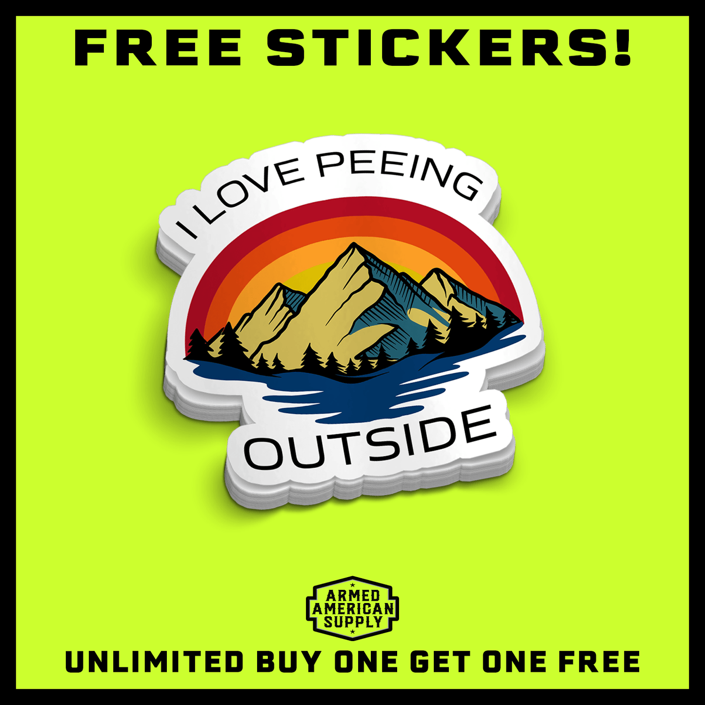 Peeing Outside Hard Hat Decal Armed American Supply