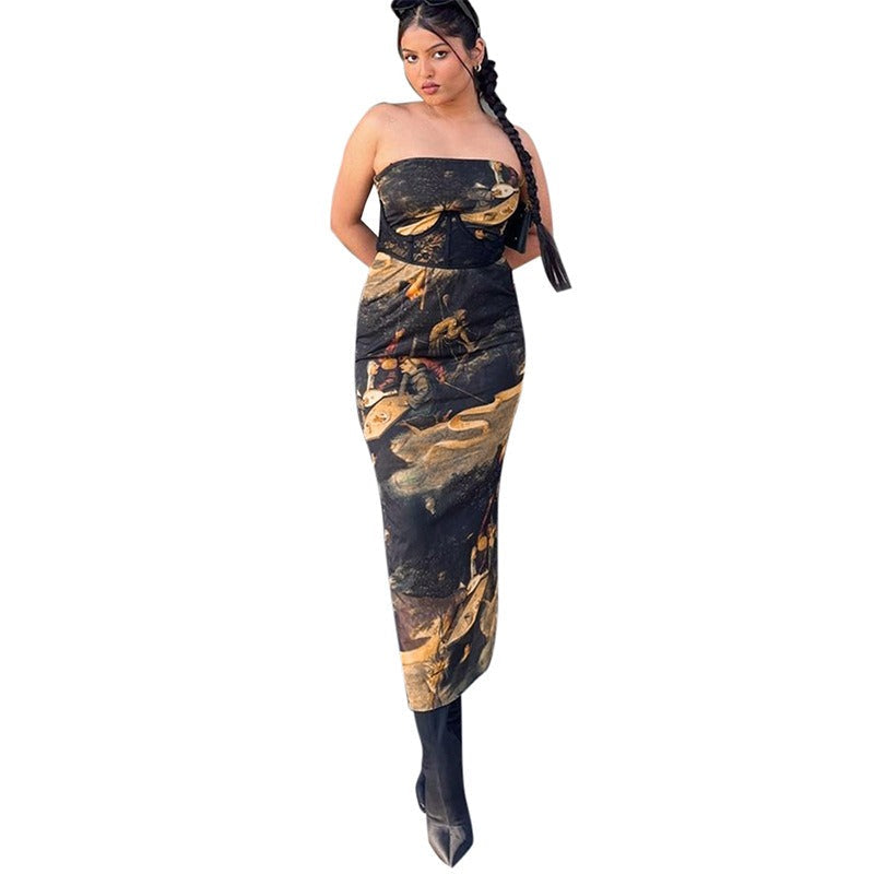 ๐ Summer Strapless Printed Tube Dress โ Slim Fit Bodycon Mini FitiqueFit