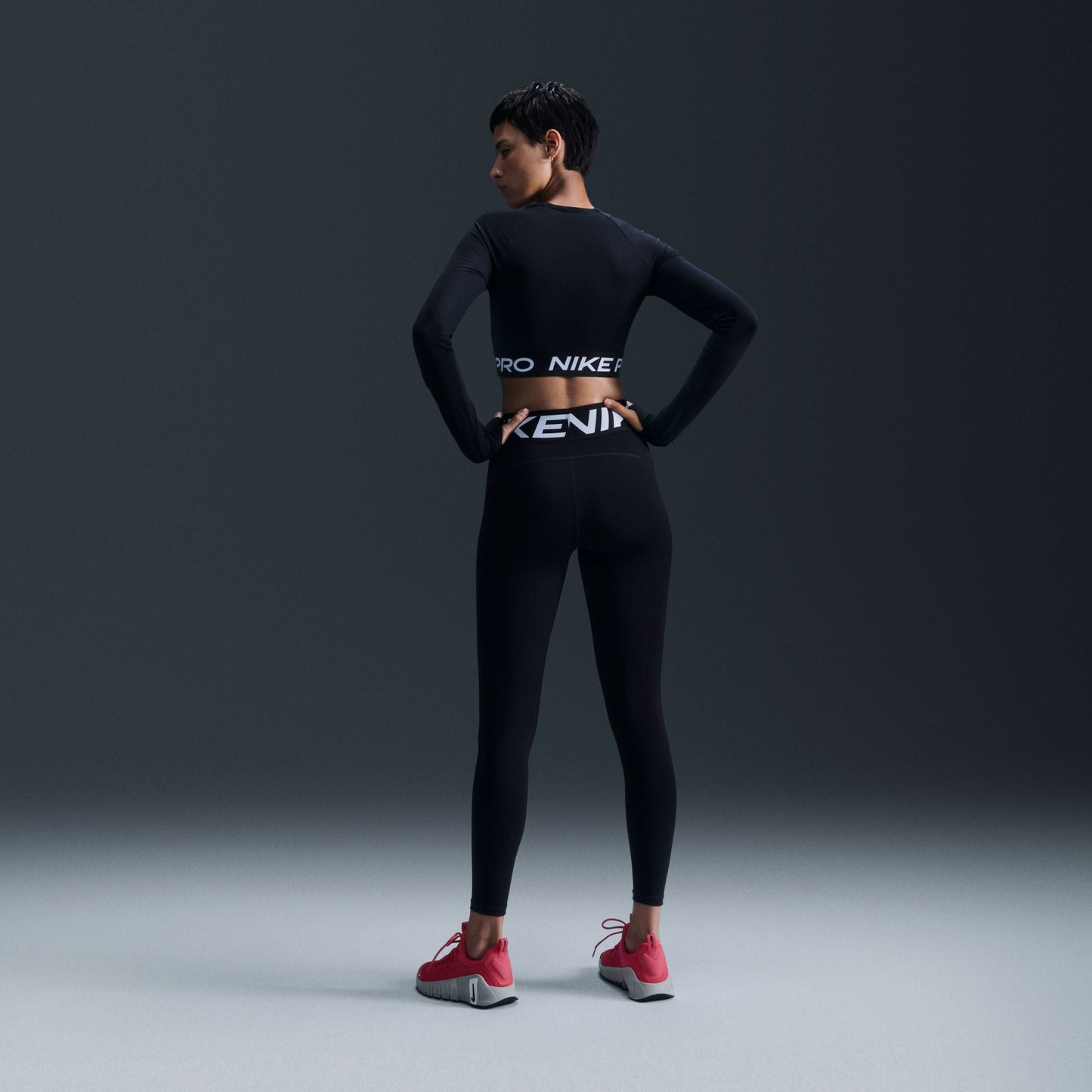 Nike Womens Pro Cropped Long Sleeve - Black White Denim Exchange