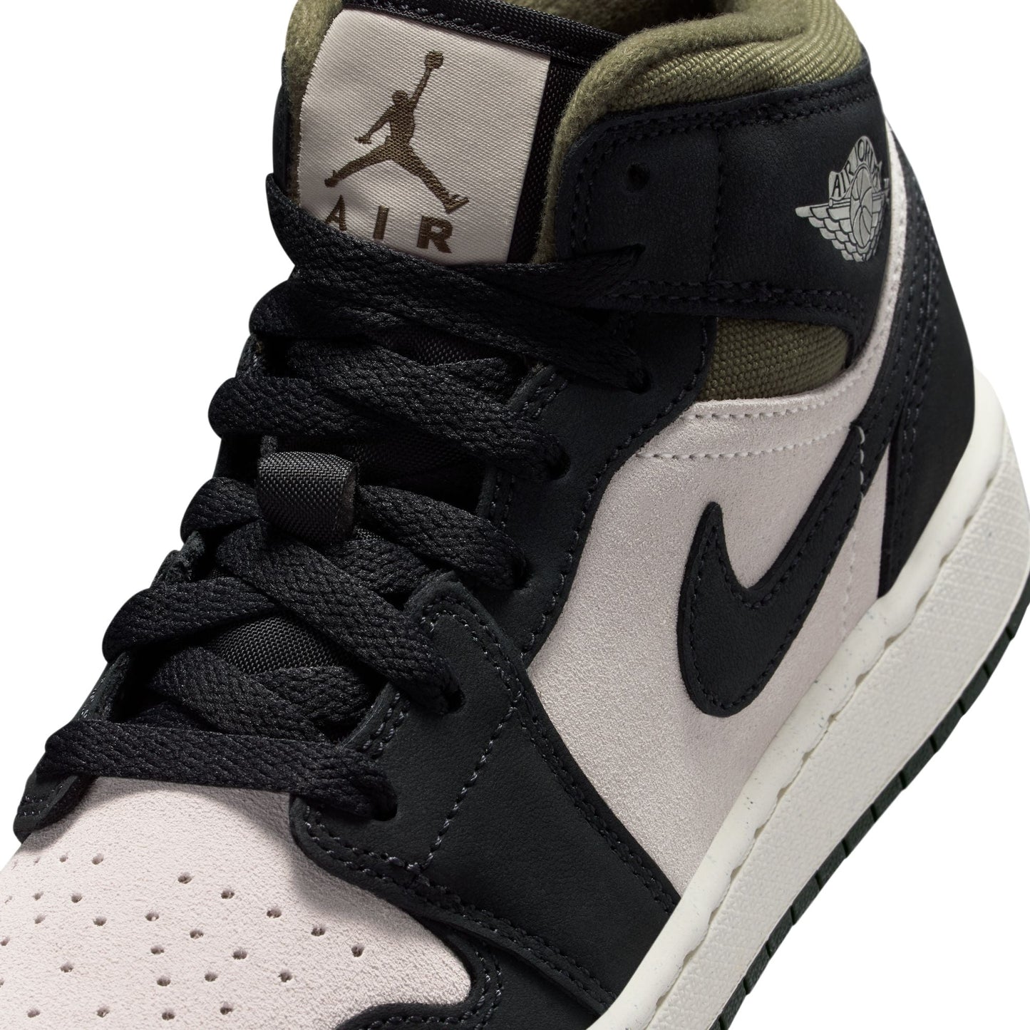 Air Jordan Big Kids 1 Mid- Light Orewood Brown Denim Exchange